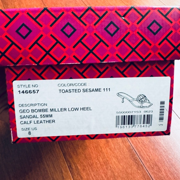 Final price Tory Burch Miller Bombé Low Heel Logo Sandals Sesame  Eu 38 US 8 - Picture 16 of 16